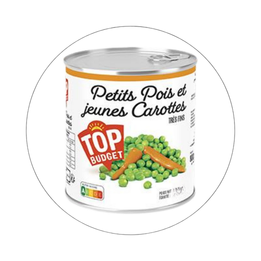 TOP BUDGET - Petits Pois Carottes Très-Fins / réf. 41211310